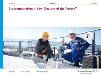 Instrumentation in the Factory of the Future  Slide 1  05/23/2016  Jeroen Wynants  Industry