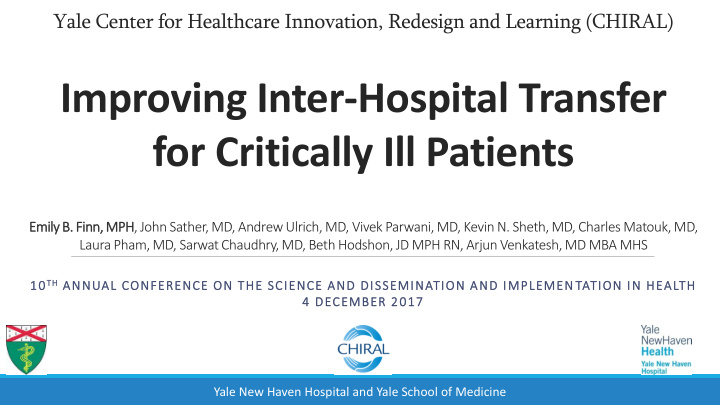 improving inter hospital transfer for critically ill