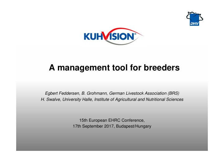 a management tool for breeders
