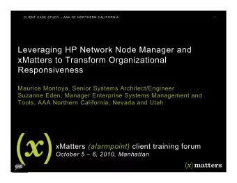 Leveraging HP Network Node Manager and  xMatters to Transform Organizational  Responsiveness