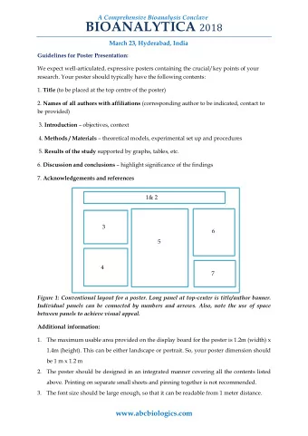 BIOANALYTICA 2018  March 23, Hyderabad, India  Guidelines for Poster Presentation:  We expect
