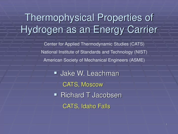 hydrogen as an energy carrier