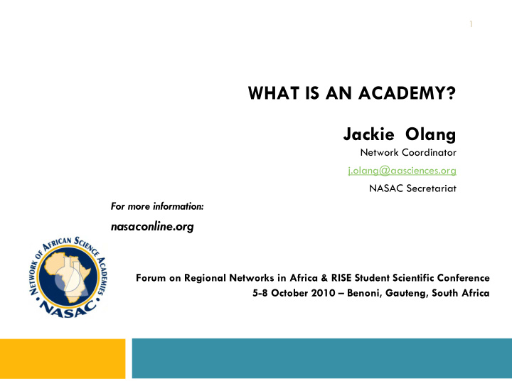 1 what is an academy jackie olang network coordinator j