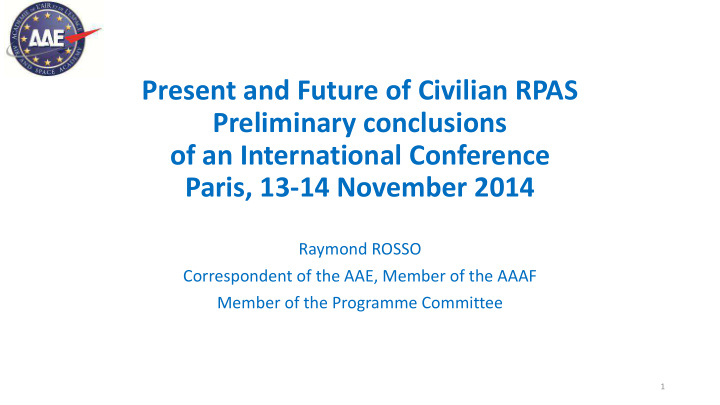 present and future of civilian rpas preliminary