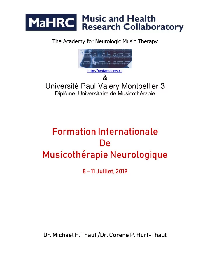 formation internationale de musicoth rapie neurologique