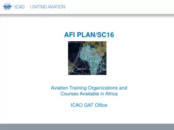 AGENDA  Recommendations 8: update on training  activities in Africa  TRAINAIR PLUS Programme