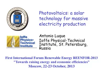 technology for massive  electricity production  Russian Academy of Scienc  Antonio Luque  Ioffe
