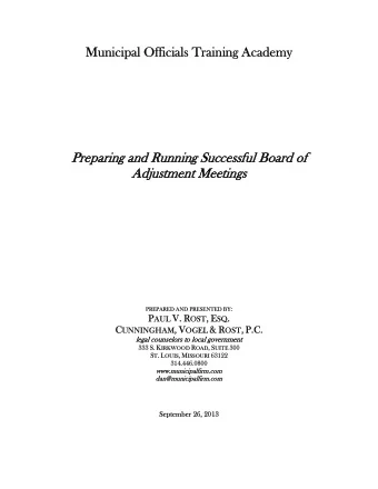 Preparing and Running Successful Board of  Preparing and Running Successful Board of  Adjustment