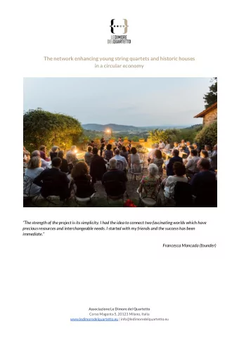 The network enhancing young string quartets and historic houses  in a circular economy  The