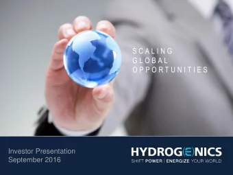 G L O B A L  O P P O R T U N I T I E S  Investor Presentation  September 2016  1  1  Safe Harbor