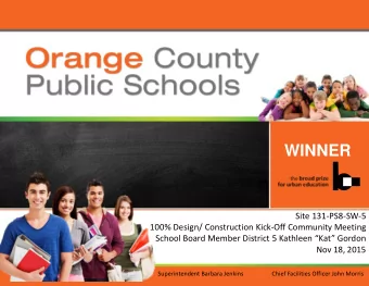 WINNER Site 13 1PS8 SW 5  100% Design/ Construction Kick-Off Community Meeting  School