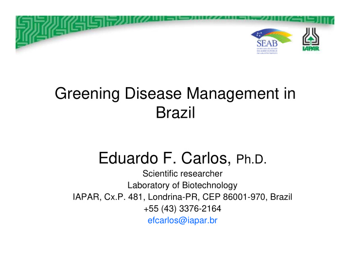 greening disease management in brazil