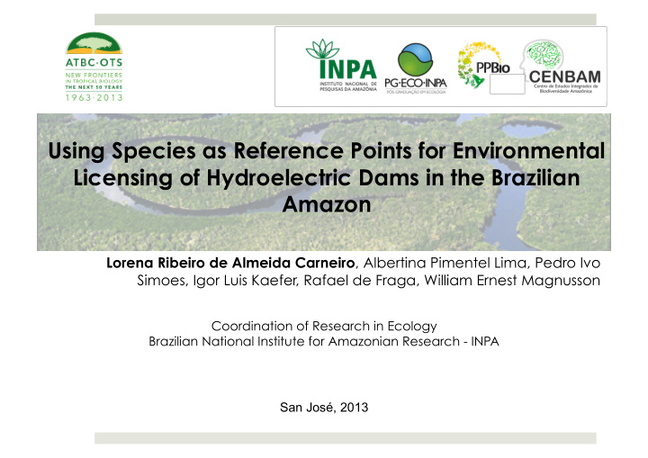 using species as reference points for environmental