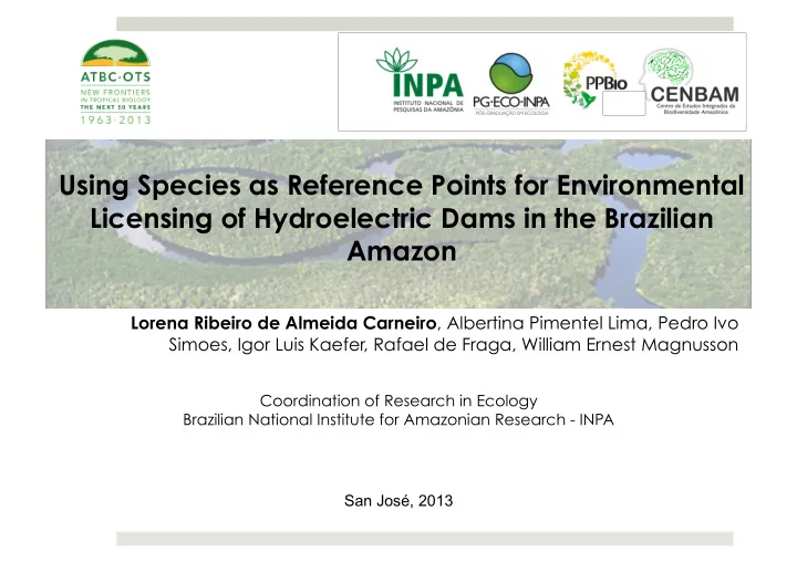 using species as reference points for environmental
