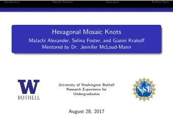 Hexagonal Mosaic Knots  Malachi Alexander, Selina Foster, and Gianni Krakoff  Mentored by Dr.