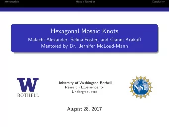 Hexagonal Mosaic Knots  Malachi Alexander, Selina Foster, and Gianni Krakoff  Mentored by Dr.