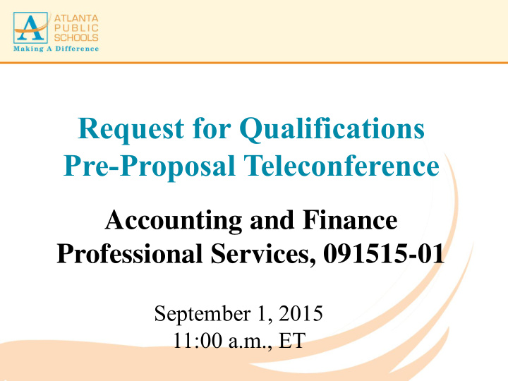 request for qualifications pre proposal teleconference