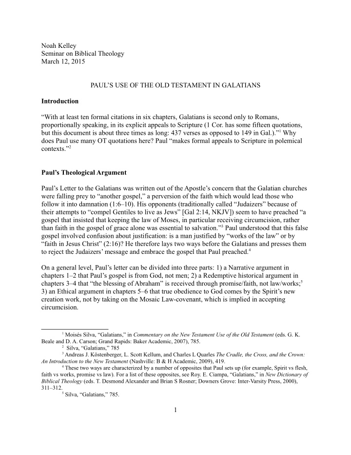 noah kelley seminar on biblical theology march 12 2015