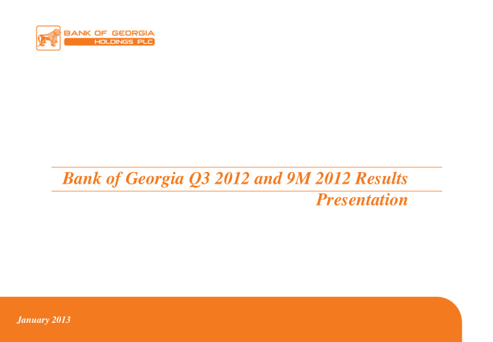 bank of georgia q3 2012 and 9m 2012 results