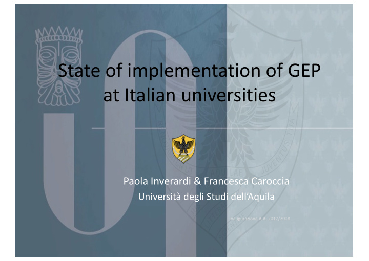 state of implementation of gep at italian universities