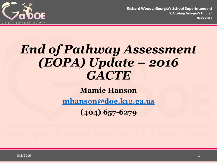 end of pathway assessment