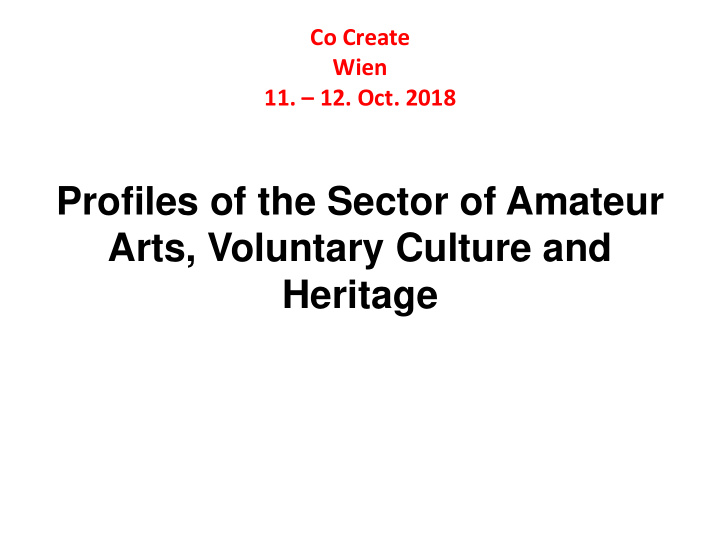profiles of the sector of amateur arts voluntary culture