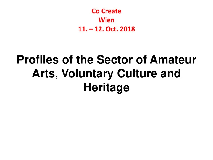 profiles of the sector of amateur arts voluntary culture