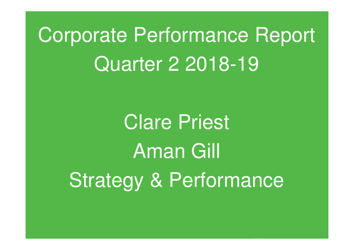 corporate performance report quarter 2 2018 19