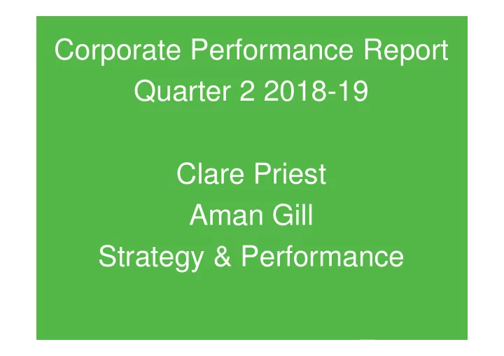 corporate performance report quarter 2 2018 19