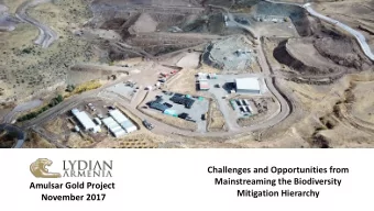 Mitigation Hierarchy  November 2017  REPUBLIC OF ARMENIA  Armenia is a unitary, multi-party,