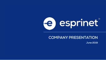 COM  OMPANY  Y PRESENTATI  ENTATION  ON  June  ne 2019  Forwar  ard Lo  Looki  king  ng Stat