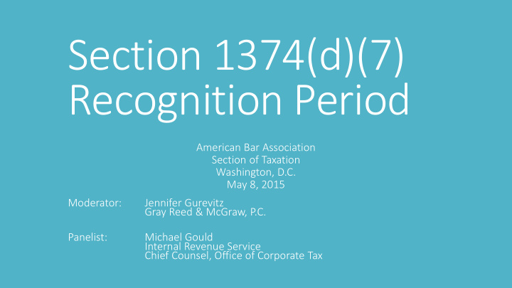 section 1374 d 7 recognition period