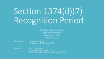 Section 1374(d)(7)  Recognition Period  American Bar Association  Section of Taxation  Washington,