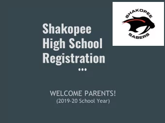 Shakopee  High School  Registration  WELCOME PARENTS!  (2019-20 School Year)  Objectives for