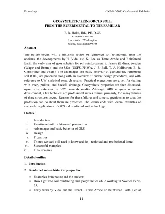 FROM THE EXPERIMENTAL TO THE FAMILIAR  R. D. Holtz, PhD, PE, D.GE  Professor Emeritus  University