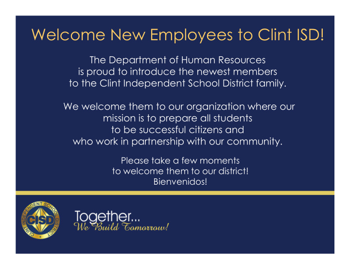 welcome new employees to clint isd