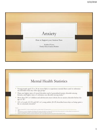 Anxiety  How to Support your Anxious Teen  Kaitlin OLeary  Family School Liaison Worker  Mental
