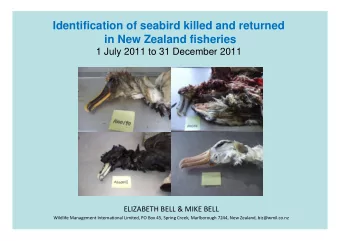 Identification of seabird killed and returned  in New Zealand fisheries  1 July 2011 to 31 December