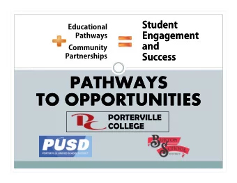 PATHWAYS  PATHWAYS  TO OPPORTUNITIES  TO OPPORTUNITIES  PORTERVILLE  COLLEGE  Porterville College