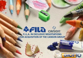 F.I.L.A. IN EXCLUSIVE NEGOTIATIONS  FOR ACQUISITION OF THE CANSON GROUP  Disclaimer This document