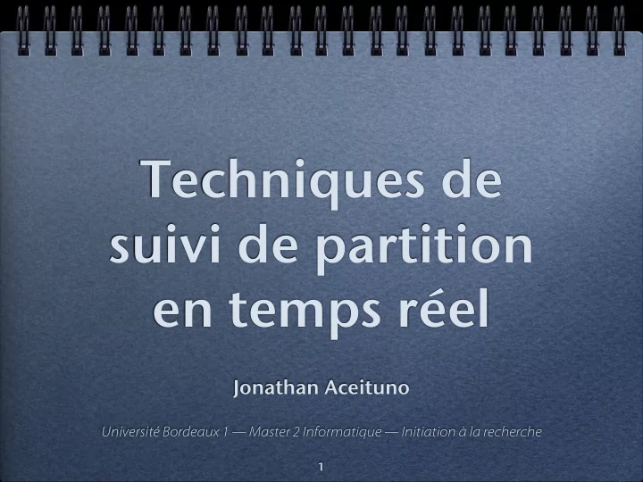 techniques de suivi de partition en temps r el