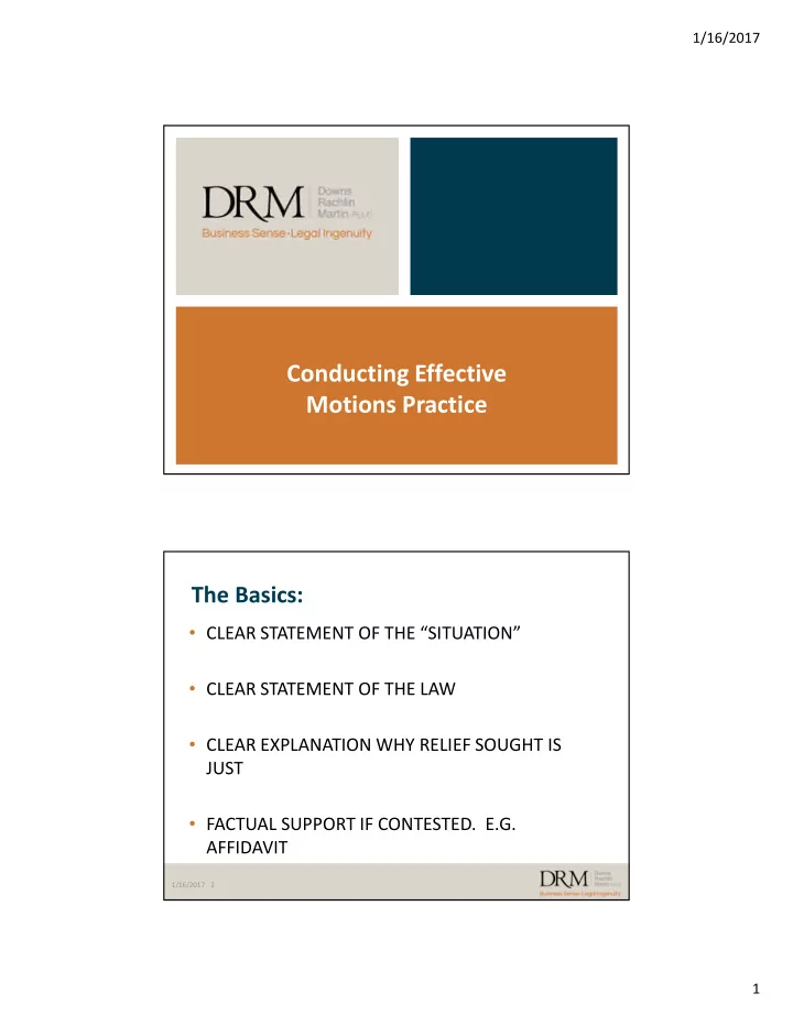 conducting effective motions practice