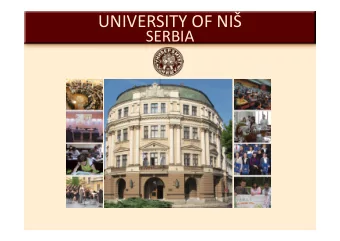 UNIVERSITY OF NI  SERBIA  University of Ni  University of Ni - History  Founded on June 15th,