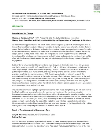 Abstracts  Foundations for Change Charles A. Birnbaum , FASLA, FAAR, President &amp; CEO, The