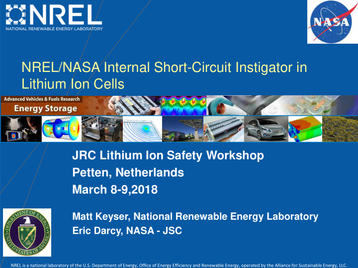nrel nasa internal short circuit instigator in lithium