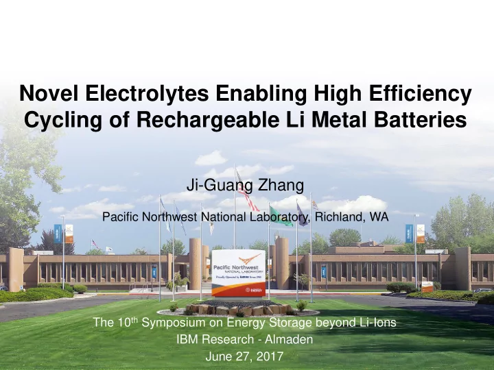 novel electrolytes enabling high efficiency cycling of