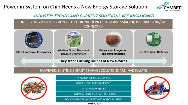 power in system on chip needs a new energy storage