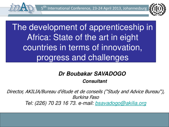 the development of apprenticeship in africa state of the