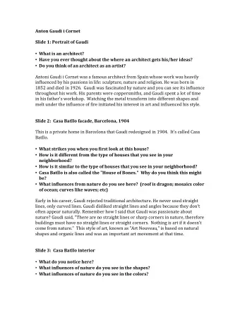 Anton  Gaudi  i  Cornet       Slide  1:  Portrait  of  Gaudi