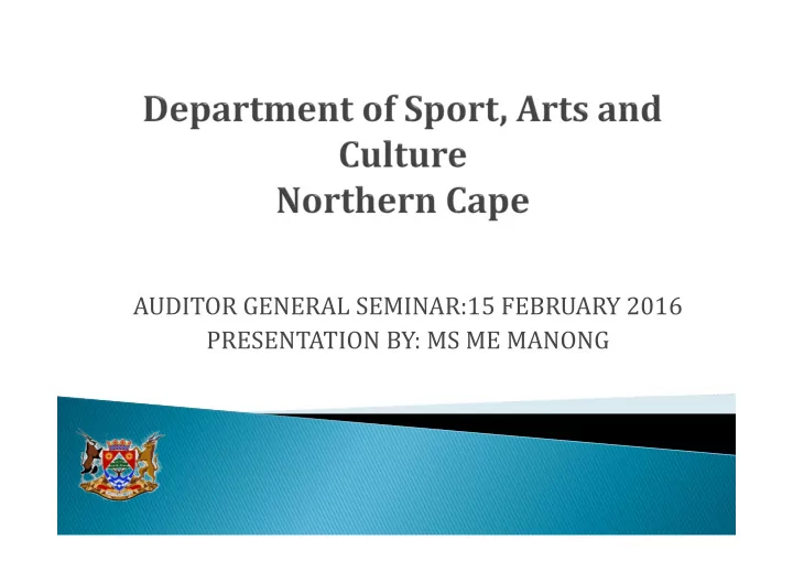 auditor general seminar 15 february 2016 presentation by